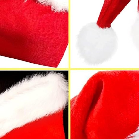 6 Pcs Santa Hat, Christmas Hat, Xmas Holiday Hat for Unisex Adults, Extra Thicke - Picture 3 of 6